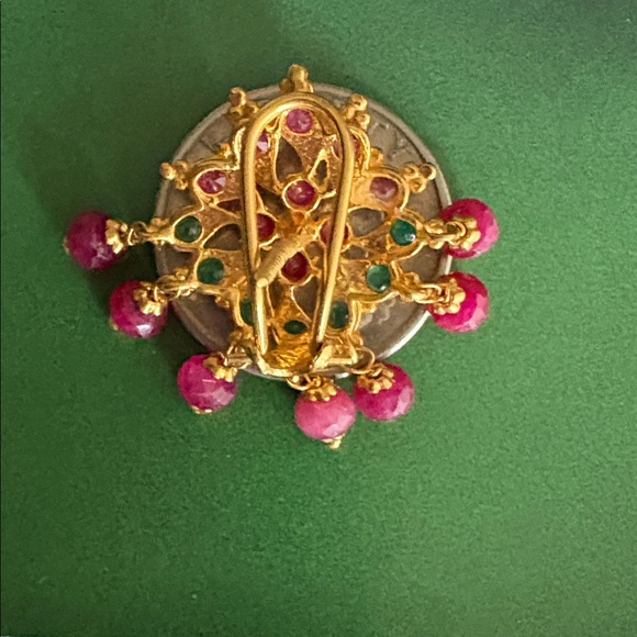 Gold and Multicolor Floral Earrings - Picture 6 of 7